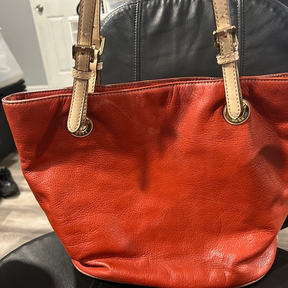 Michael Kors Burnt Orange Leather Tote with Tan Straps - Picture 3 of 13